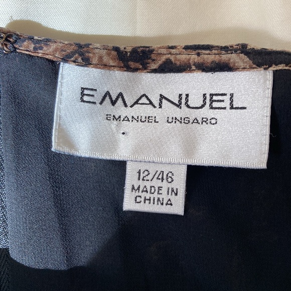 VINTAGE | Emanuel by Emanual Ungaro 100% Silk brown & black mosaic midi skirt - Picture 9 of 15